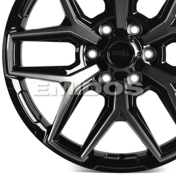 Комплект дисков 34889/20/77.8/чёрный глянцевый + полированные спицы + лак SK51