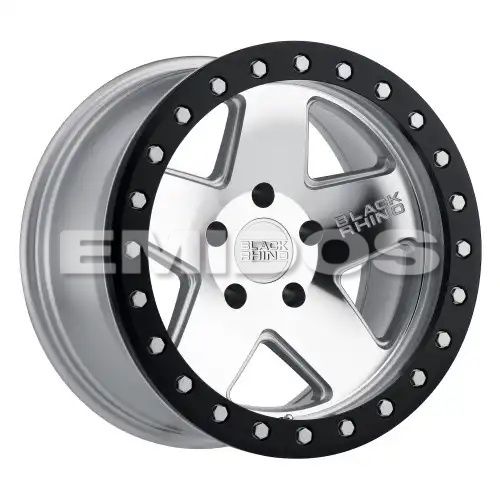 Black Rhino CRAWLER SILVER W/ MIRROR FACE & BLACK LIP RING 5x114.3 17R 8.5 71.5 -32