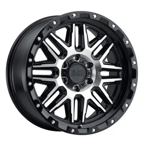 Black Rhino ALAMO GLOSS BLACK W/ MACHINED FACE & STAINLESS BOLTS 8x165.1 17R 9 122.4 6