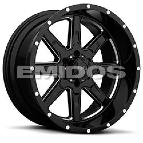 Tuff T15 GLOSS BLACK W/ MILLED SPOKES 5x139.7 18R 10 78.1 -24