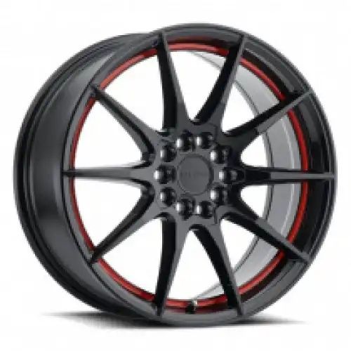 Ruff SPEEDSTER GLOSS BLACK W/ RED STRIPE 5x100/114.3 18R 8 72.1 38