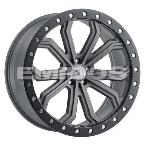 Black Rhino TRABUCO MATTE GUNMETAL W/ BLACK RING & SILVER BOLTS 5x114.3 18R 8 76.1 35