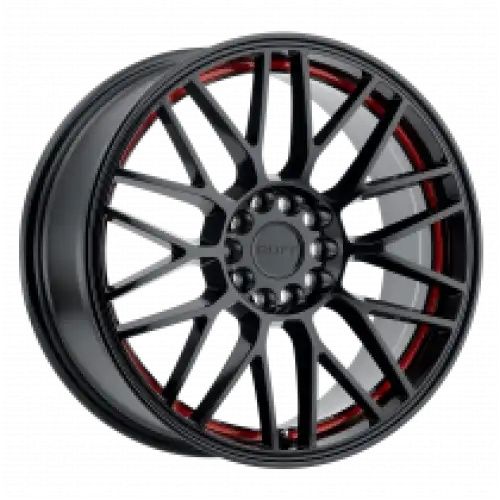 Ruff OVERDRIVE GLOSS BLACK W/ RED INNER LIP 5x108/114.3 18R 8 72.1 38
