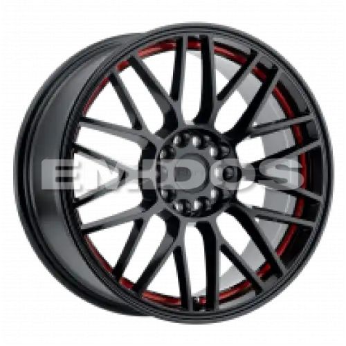Ruff OVERDRIVE GLOSS BLACK W/ RED INNER LIP 5x108/114.3 18R 8 72.1 38