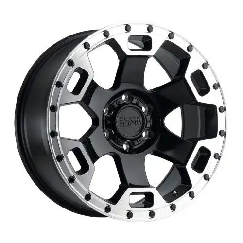 Black Rhino GAUNTLET GLOSS BLACK W/ MIRROR MACHINED RING 6x139.7 18R 9 112.1 -18