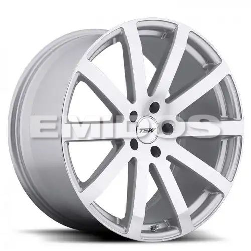 TSW BROOKLANDS SILVER W/ MIRROR CUT FACE 5x112 19R 9.5 72.1 35
