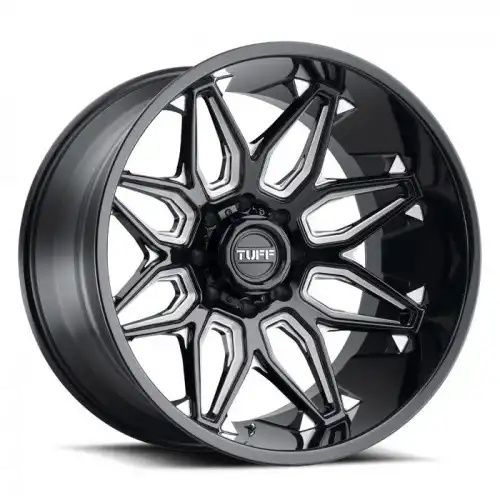 Tuff T3B GLOSS BLACK W/ MILLED SPOKES 6x139.7 20R 12 112.1 -45
