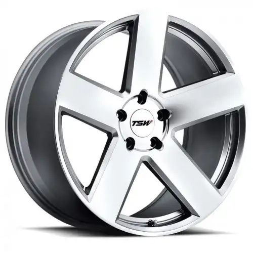 TSW BRISTOL SILVER W/ MIRROR CUT FACE 5x120 20R 8.5 76.1 35