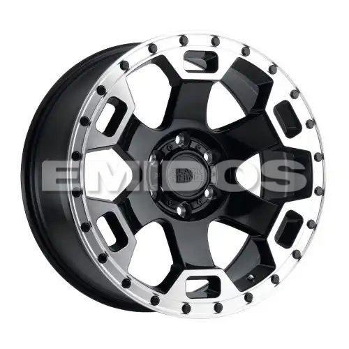 Black Rhino GAUNTLET GLOSS BLACK W/ MIRROR MACHINED RING 5x127 20R 9 71.5 -18