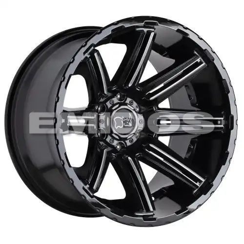 Black Rhino RAMPAGE GLOSS BLACK W/ MIRROR CUT FACE & TRANSLUCENT CLEAR 5x150 20R 9.5 110.1 12