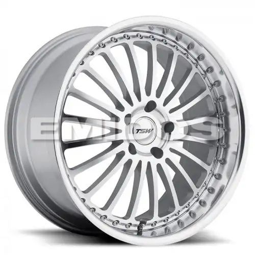 TSW SILVERSTONE SILVER W/ MIRROR CUT FACE & LIP 5x112 22R 10.5 66.56 42