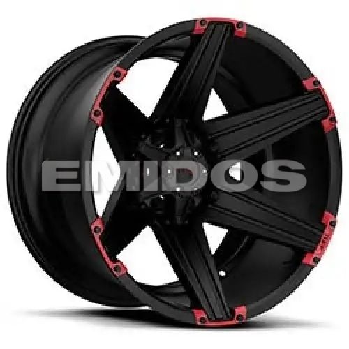 Tuff T12 SATIN BLACK W/ RED INSERTS 8x165.1 22R 10 125.1 -25