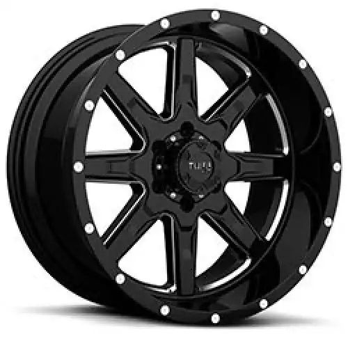Tuff T15 GLOSS BLACK W/ MILLED SPOKES 5x127 22R 10 78.1 -19