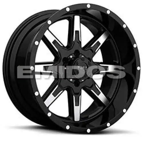 Tuff T15 GLOSS BLACK W/ MACHINED FACE 6x139.7 22R 10 106.1 -19