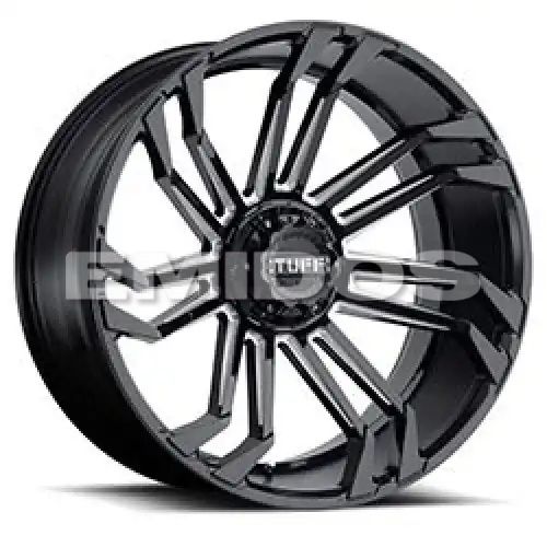 Tuff T21 GLOSS BLACK W/ MILLED SPOKES 6x135 22R 12 87.1 -45