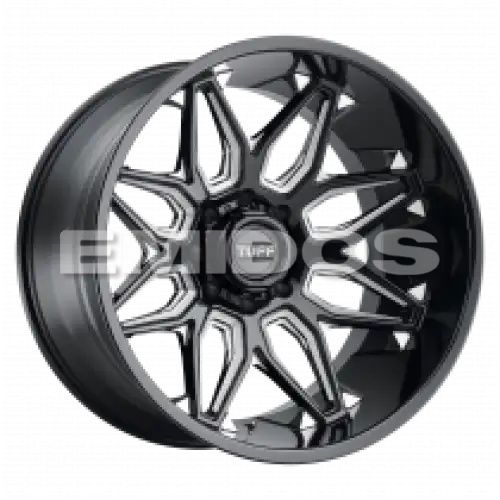 Tuff T3B GLOSS BLACK W/ MILLED SPOKES 6x139.7 22R 12 112.1 -45