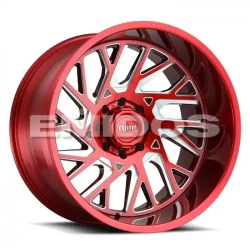 Tuff T4B CANDY RED W/ MILLED SPOKE 8x180 22R 12 125.1 -45