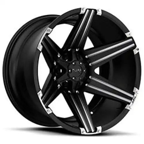 Tuff T12 SATIN BLACK W/ MILLED SPOKES AND BRUSHED INSERTS 8x170 24R 11 130.81 -45