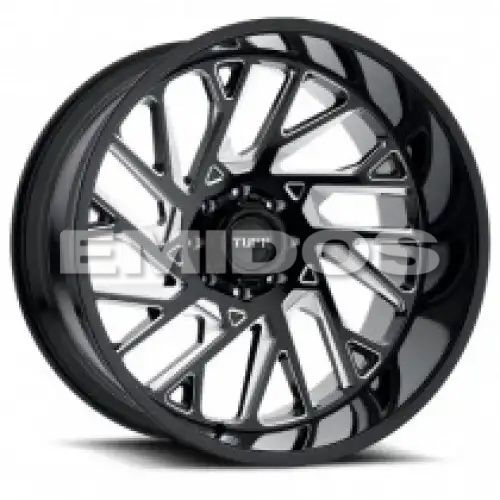 Tuff T4B GLOSS BLACK W/ MILLED SPOKES 8x180 24R 14 125.1 -72
