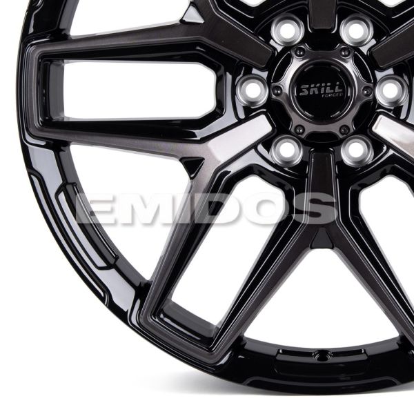 Комплект дисков 28547/22/106.1/Чёрный Глянцевый + Полированные Спицы + Темный Лак