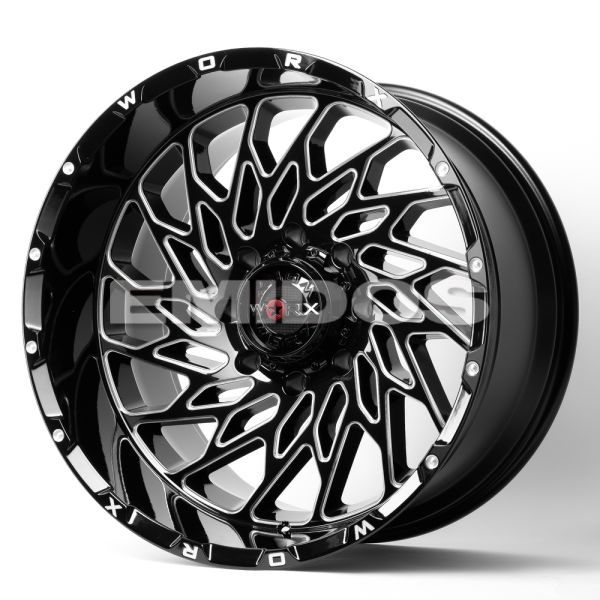 ЛИТЫЕ ДИСКИ 80102 WORX DS241-820BM-2228944 22 J12 ET-44 8X180 124.3 ЧЁРНЫЙ + ПОЛИРОВАННЫЙ СПИЦЫ