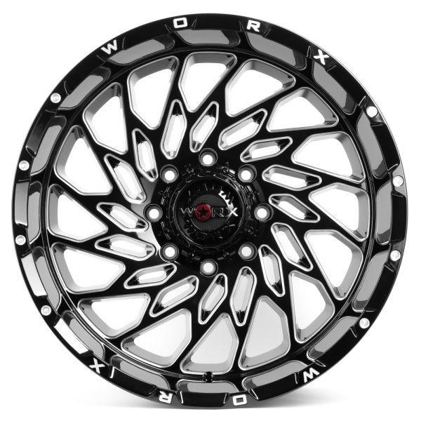 ЛИТЫЕ ДИСКИ 80102 WORX DS241-820BM-2228944 22 J12 ET-44 8X180 124.3 ЧЁРНЫЙ + ПОЛИРОВАННЫЙ СПИЦЫ