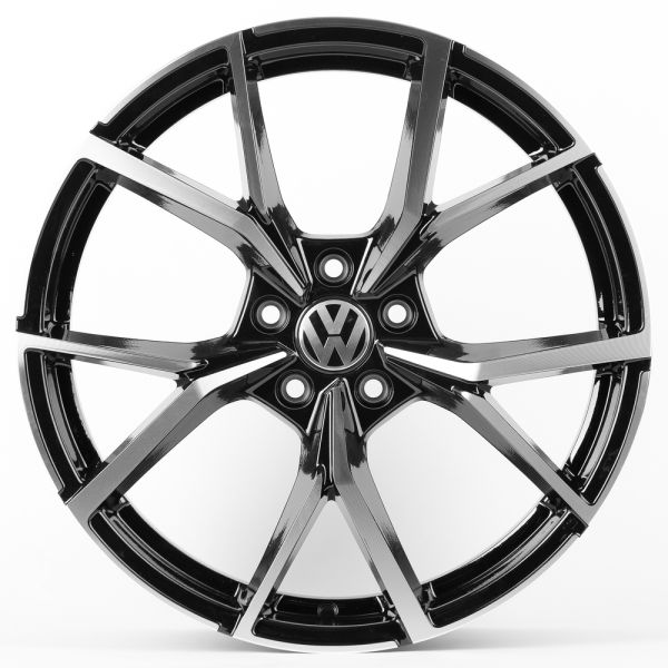 ЛИТЫЕ ДИСКИ 82000 VOLKSWAGEN 1160X-FG579 18 J8 ET40 5X112 66.5 ЧЁРНЫЙ + ПОЛИРОВАННЫЕ СПИЦЫ