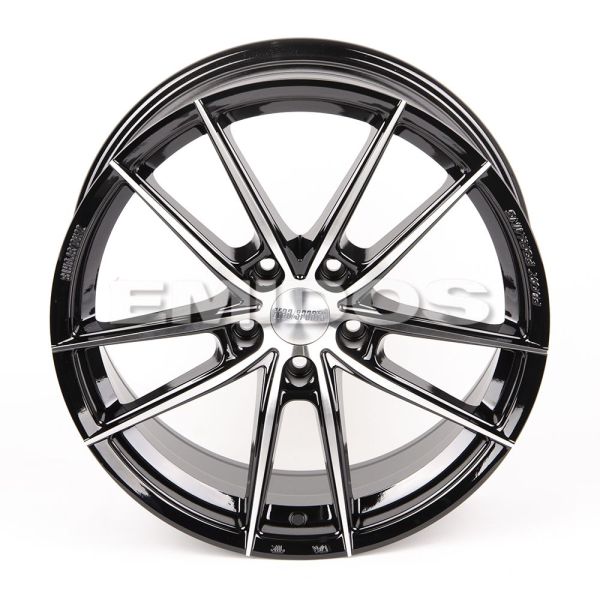 ЛИТЫЕ ДИСКИ 80772 ZERO 2239-SB393 18 J8 ET40 5X108 73.1 ЧЁРНЫЙ ГЛЯНЦЕВЫЙ + ПОЛИРОВАННЫЕ СПИЦЫ