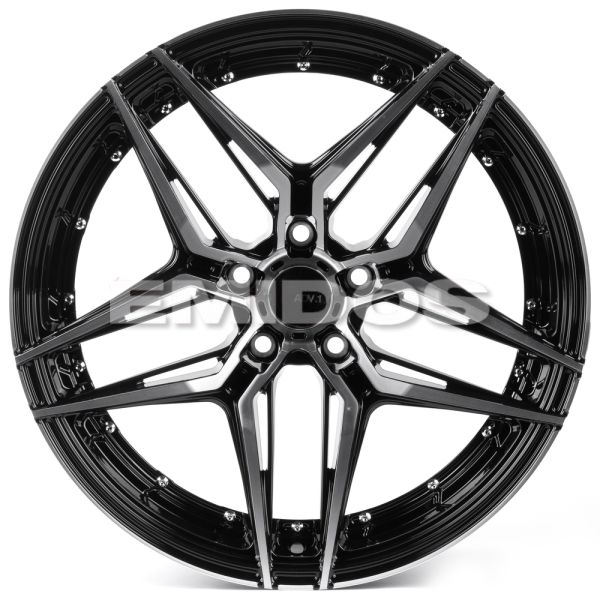 ЛИТЫЕ ДИСКИ 82152 ADV1 XL6001-14-DS345 19 J8.5 ET35 5X112 66.56 ЧЁРНЫЙ + ПОЛИРОВАННЫЕ СПИЦЫ