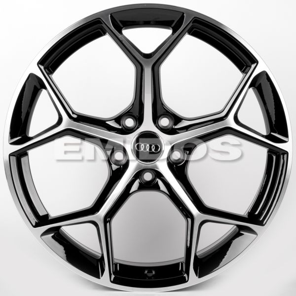 ЛИТЫЕ ДИСКИ 81884 AUDI IVF-3206-FG595 19 J8.5 ET35 5X112 66.45 ЧЁРНЫЙ ГЛЯНЦЕВЫЙ + ПОЛИРОВАННЫЕ СПИЦЫ
