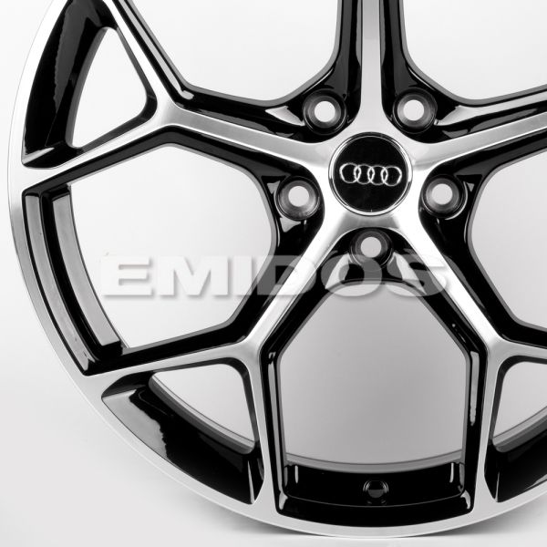 ЛИТЫЕ ДИСКИ 81884 AUDI IVF-3206-FG595 19 J8.5 ET35 5X112 66.45 ЧЁРНЫЙ ГЛЯНЦЕВЫЙ + ПОЛИРОВАННЫЕ СПИЦЫ