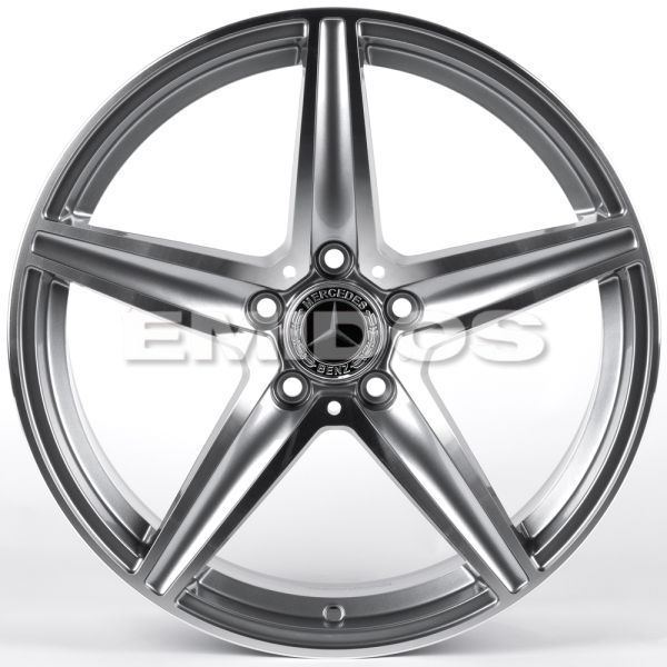 ЛИТЫЕ ДИСКИ 82223 MERCEDES-BENZ DQ027-SM169 18 J8 ET35 5X112 66.56 ГРАФИТ + ПОЛИРОВАННЫЕ СПИЦЫ