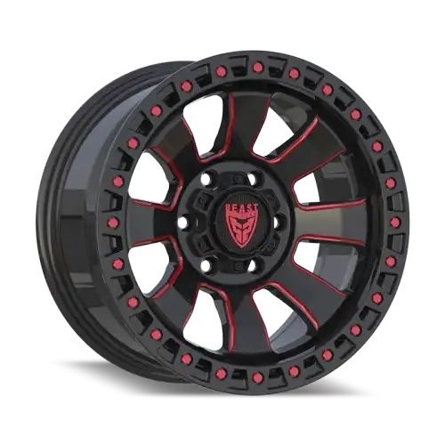 BEAST 9604 Red Gloss Black w/ Milled Spokes 6x139.7 17R 8.5 67,1 0