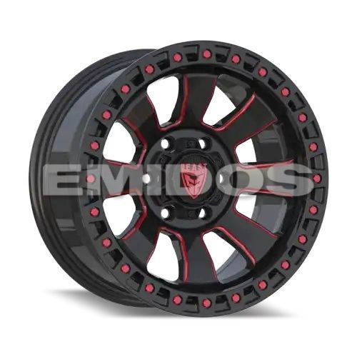 BEAST 9604 Red Gloss Black w/ Milled Spokes 6x139.7 17R 8.5 100,1 0