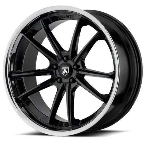 Asanti Black Label ABL-23 SIGMA GLOSS BLACK W/ CHROME LIP 5x120 22R 9 74.1 32