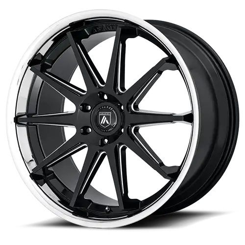 Asanti Black Label EMPEROR GLOSS BLACK MILLED W/ CHROME LIP 6x139.7 22R 10 106.25 15