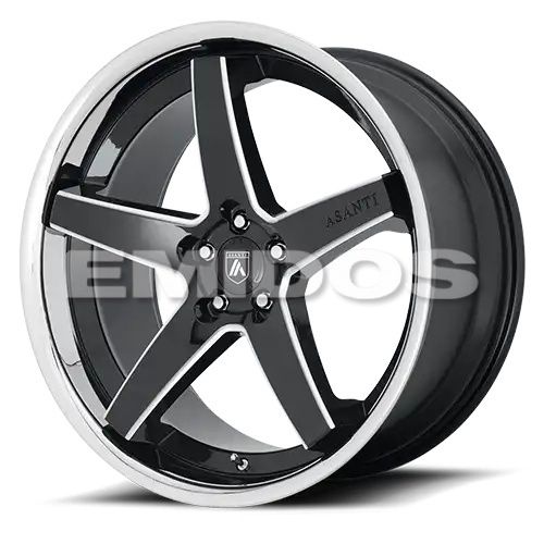 Asanti Black Label ABL31 REGAL GLOSS BLACK MILLED W/ CHROME LIP 5x114.3 20R 10.5 72.56 38