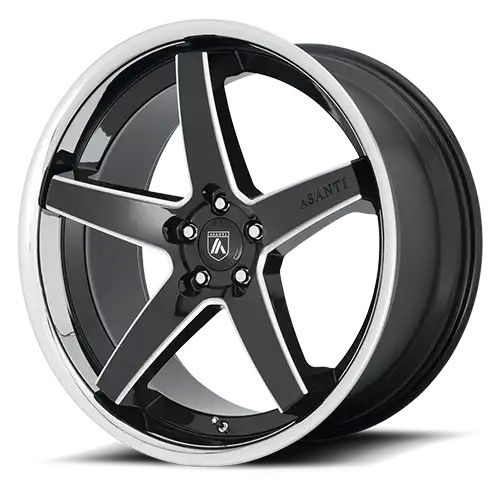 Asanti Black Label ABL31 REGAL GLOSS BLACK MILLED W/ CHROME LIP 5x120 20R 10.5 74.1 38