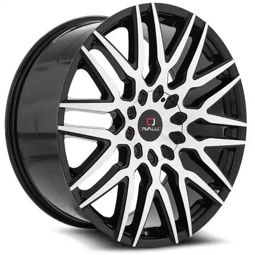 Cavallo CLV-24 Gloss Black & Machined 5x114.3/120 22R 8.5 74.1 38