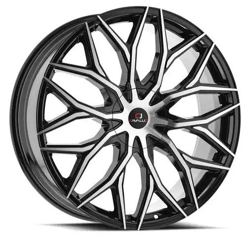 Cavallo CLV-37 Gloss Black & Machined 5x115/120 22R 9.5 74.1 15