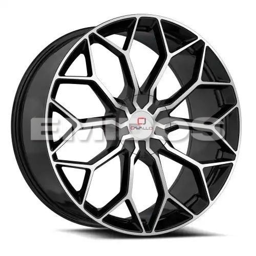 Cavallo CLV-44 Gloss Black & Machined 5x114.3/120 22R 8.5 74.1 38