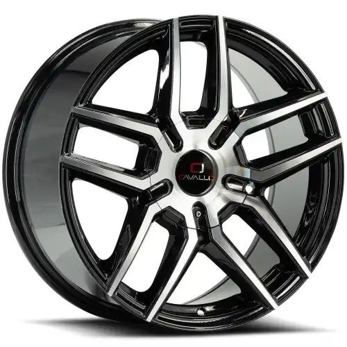 Cavallo CLV-55 Gloss Black & Machined 5x112/114.3 18R 8 74.1 35