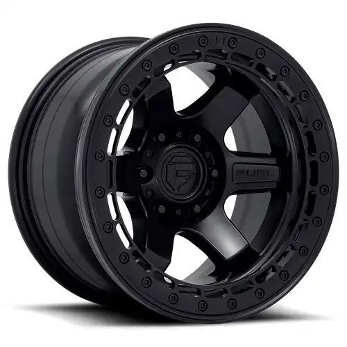 FUEL D122 BLOCK BEADLOCK MATTE BLACK W/ MATTE BLACK RING 6x135 17R 8.5 87.1 BNK