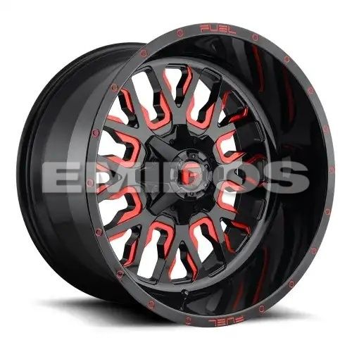FUEL D612 STROKE GLOSS BLACK RED TINTED CLEAR 5x114.3/127 18R 9 78.1 -12