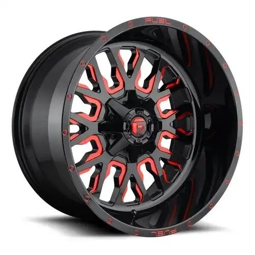 FUEL D612 STROKE GLOSS BLACK RED TINTED CLEAR 6x120/139.7 20R 9 78.1 19