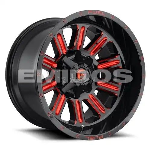 FUEL D621 HARDLINE GLOSS BLACK RED TINTED CLEAR 5x139.7/150 18R 9 110.1 1