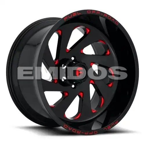 FUEL D638 VORTEX GLOSS BLACK RED TINTED CLEAR 6x139.7 20R 12 106.1 -45