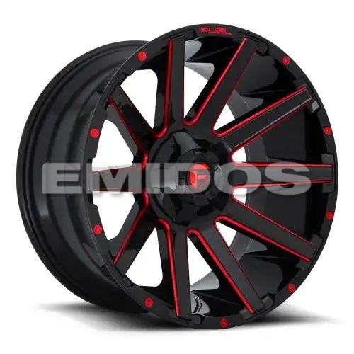 FUEL D643 CONTRA GLOSS BLACK RED TINTED CLEAR 6x135/139.7 20R 9 106.1 20