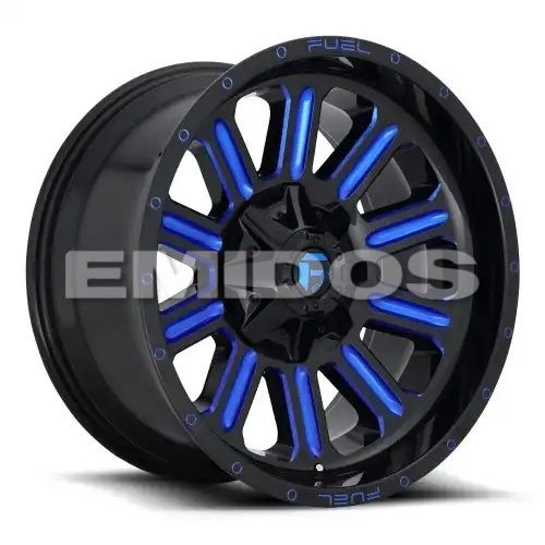 FUEL D646 HARDLINE GLOSS BLACK BLUE TINTED CLEAR 6x120/139.7 20R 9 78.1 19