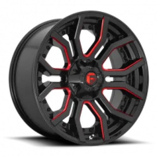 FUEL D712 RAGE GLOSS BLACK RED TINTED CLEAR 8x180 24R 12 124.2 -44